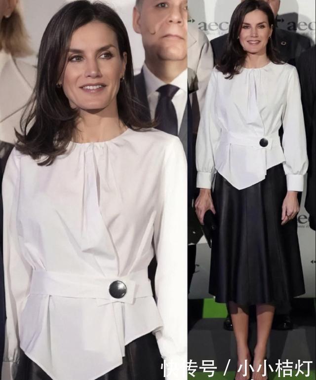 气质|西班牙王后带火了“无领衫”,搭配半身裙优雅高级,50岁也能穿