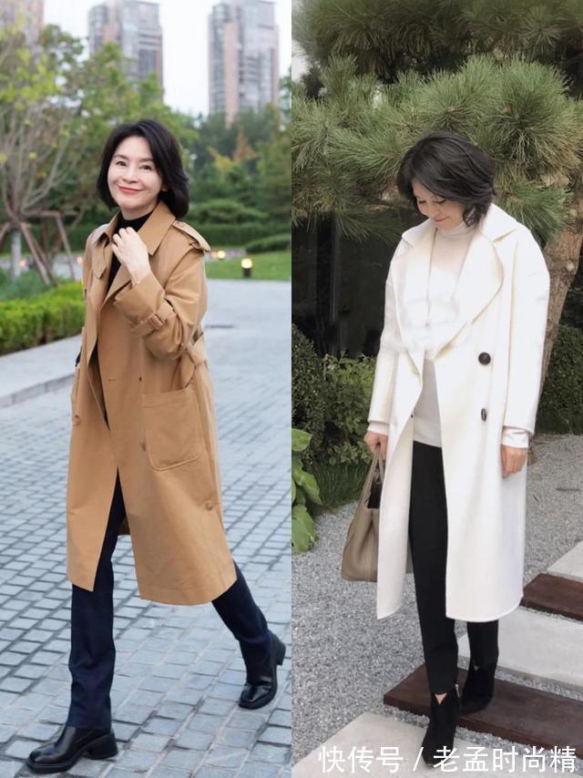 卡其色|为什么建议50、60岁女人,穿外套要“穿长不穿短”?关键在这4点