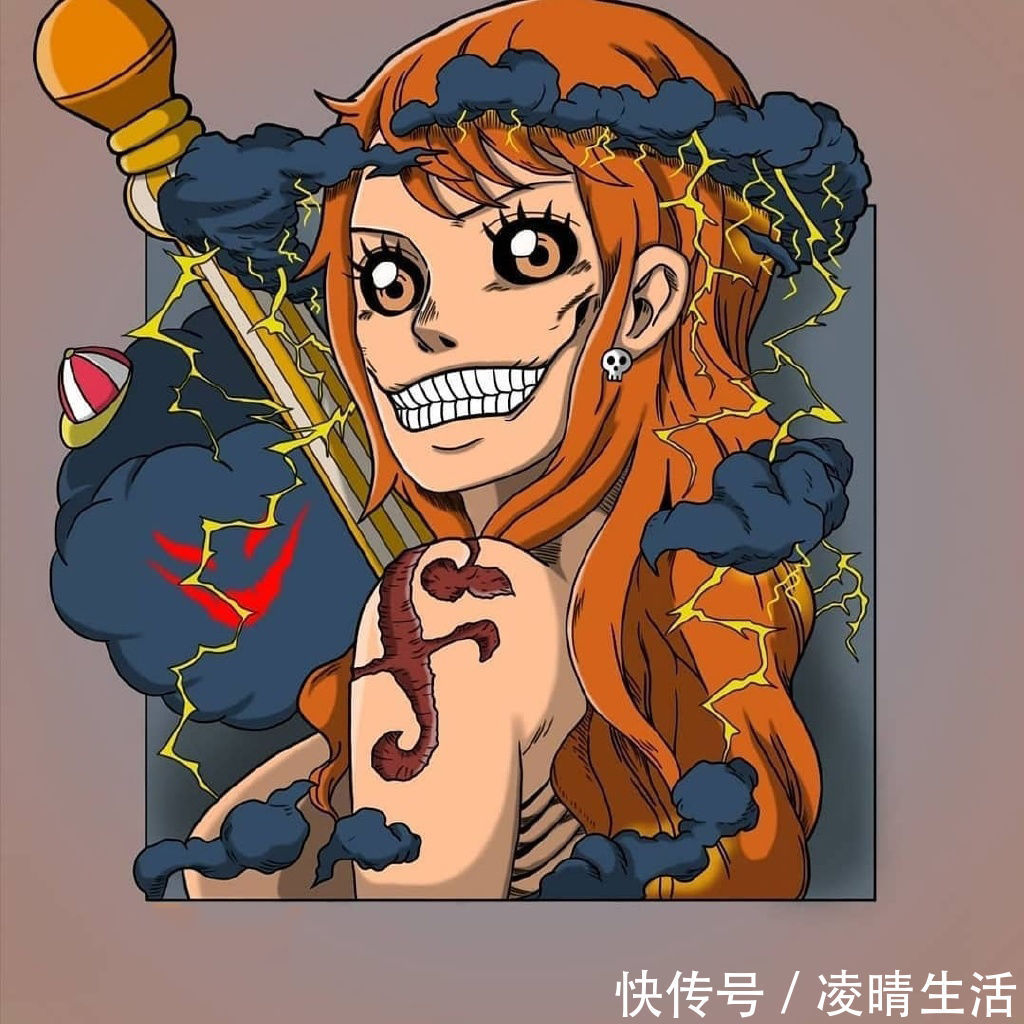 娜美|当草帽团集体巨人化,索隆叼着“水果刀”,娜美化身“雷电女王”