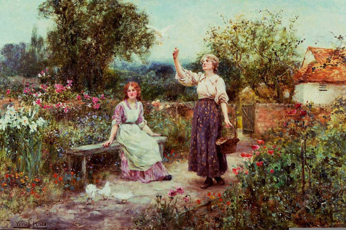 耶德金!诗情画意的田园生活,英国印象派画家耶德金的唯美油画