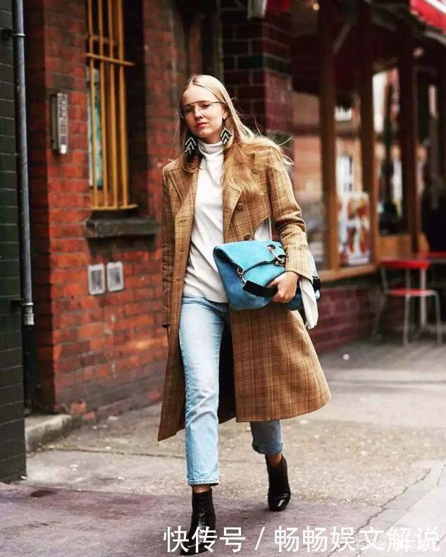 大衣|最近流行的“格纹大衣+裸靴”,小个子穿时髦好看,美得毫不费力