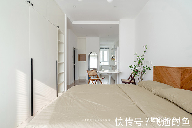 水磨石砖|25㎡原木+白打造超多收纳的MUJI风