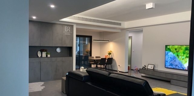 现代风|109平简约现代风拆除客厅后的书房,开阔空间尺度放大视觉感