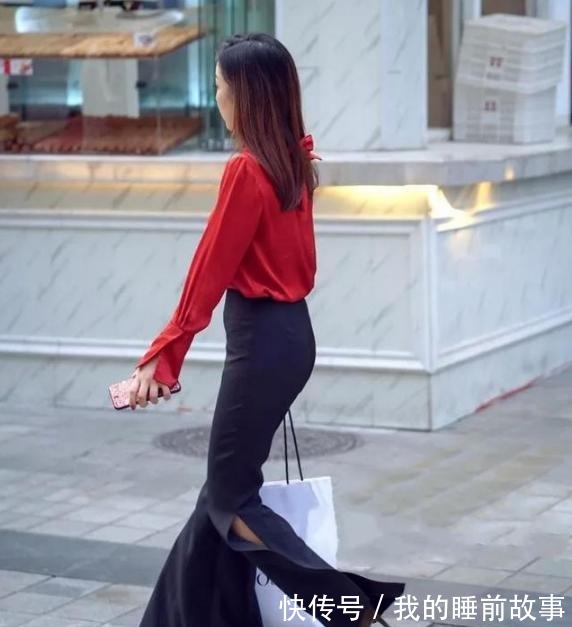 高跟鞋 气质女孩的穿搭,分叉阔腿裤与红色衬衫相搭配,造型优雅大方!