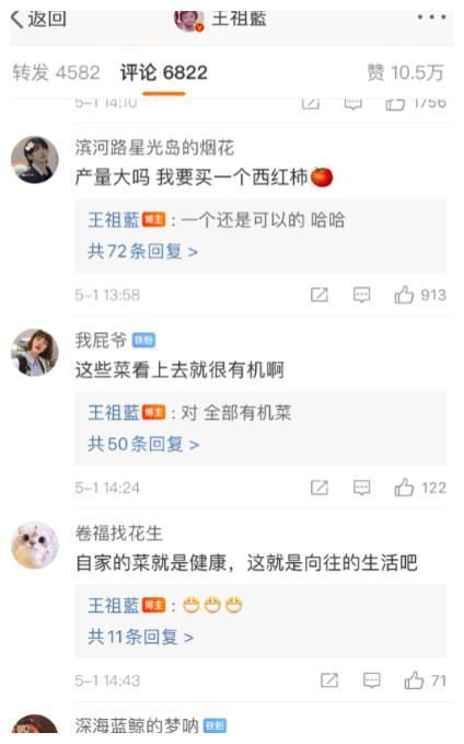 王祖蓝晒自家有机菜园,引10万网友点赞,网友:这就是向往的生活