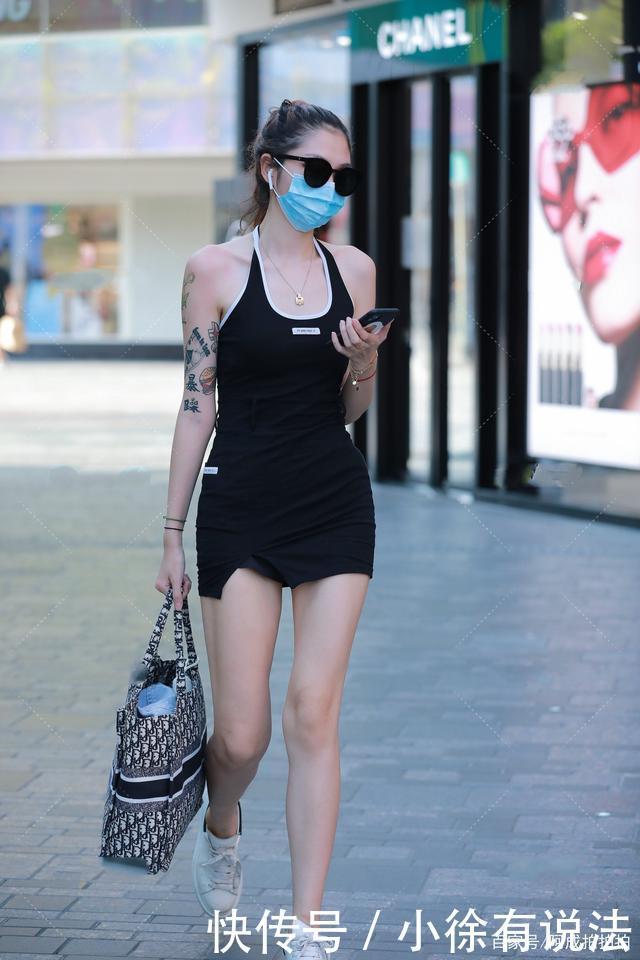 设计|黑色挂脖式吊带修身裙,清凉舒适,简单百搭