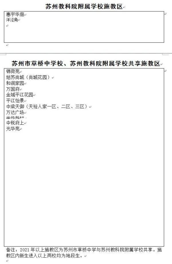 苏州市教育局|2021年苏州市教育局直属学校施教区公布！