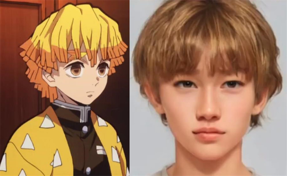 还原度|鬼灭之刃五小强被AI还原,伊之助颜值下跌,我妻善逸丑到不敢认