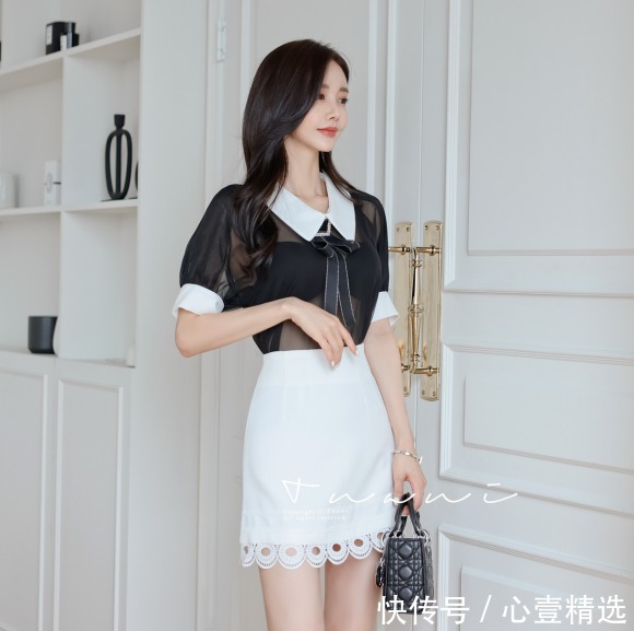 搭配|女神孙允珠高清时尚搭配：墨雅秋寒絮黑微透甜美小洋裙