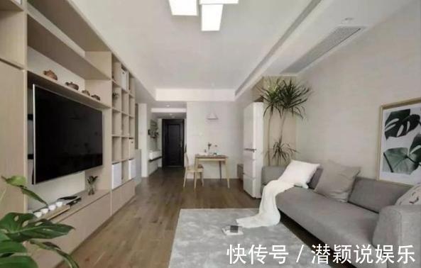 装饰|84㎡日式温馨时尚空间L型书架式电视墙，颜值高又可当收纳