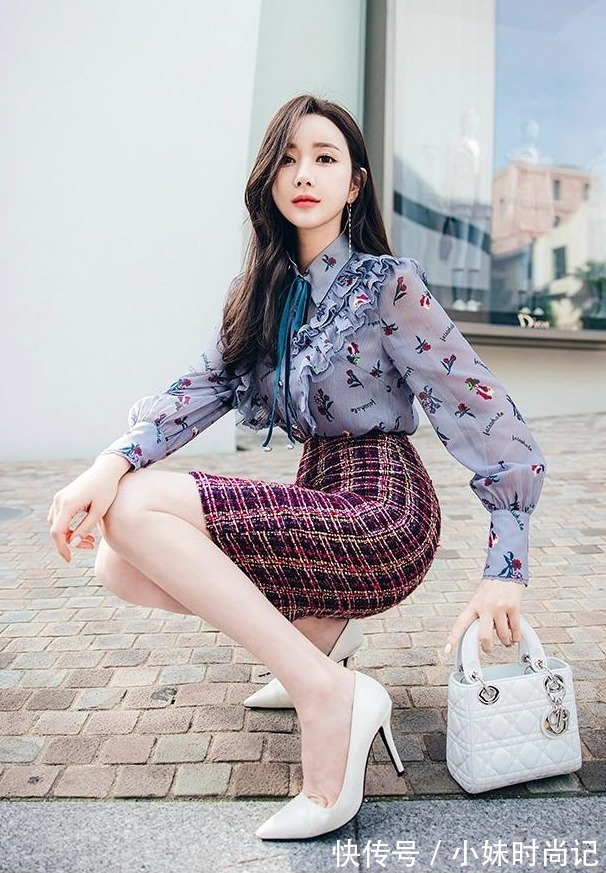 小清新|小清新的套装,雪纺衬衫与半身裙子的时尚搭配