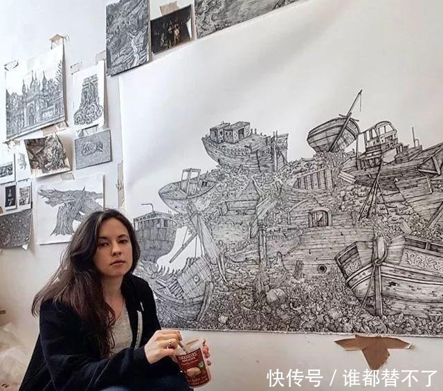 针管$全球最抠女画家，用一支2元针管笔惊艳世界，连英国皇室都惊叹