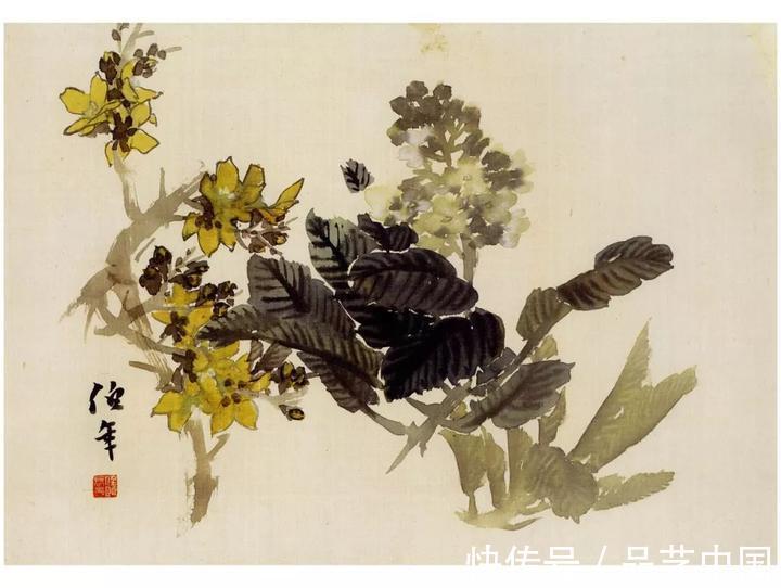 吴昌硕@任伯年的小品,色感十足