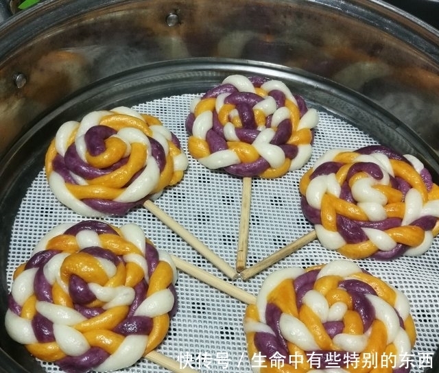 南瓜紫薯棒棒糖馒头,生活多姿多彩,蒸蒸日上
