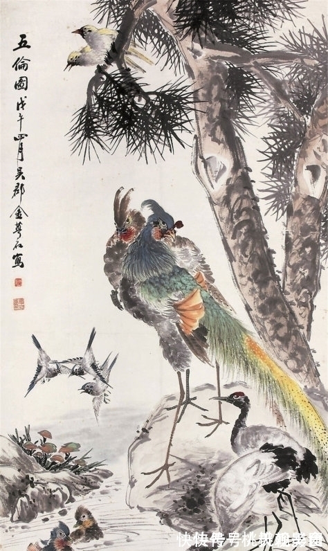 寓意|通俗明快,充满吉祥寓意,海派画家金梦石花鸟画欣赏