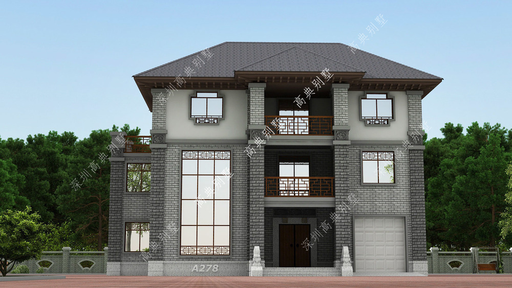 这款耐看的三层中式别墅,户型方正,外观简约大气。