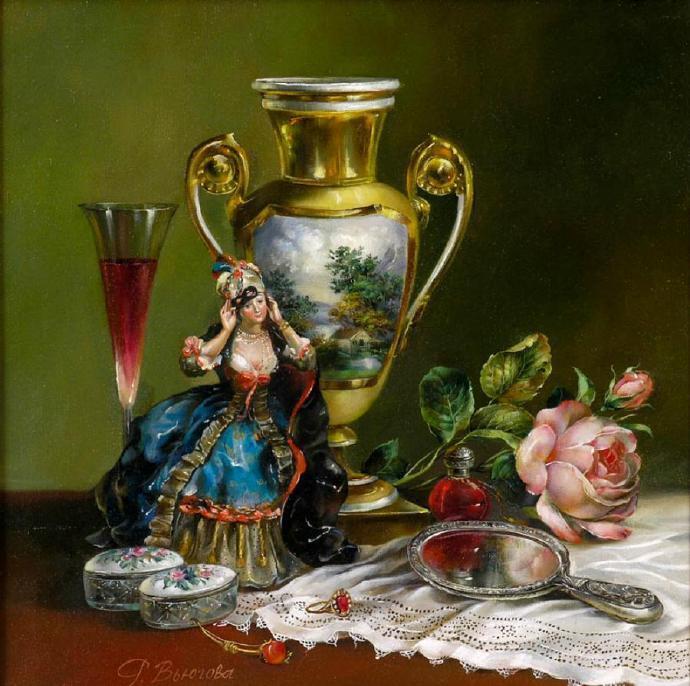 艺术家@俄罗斯女画家Vjugovey Rimma Nikolayevna唯美静物花卉油画