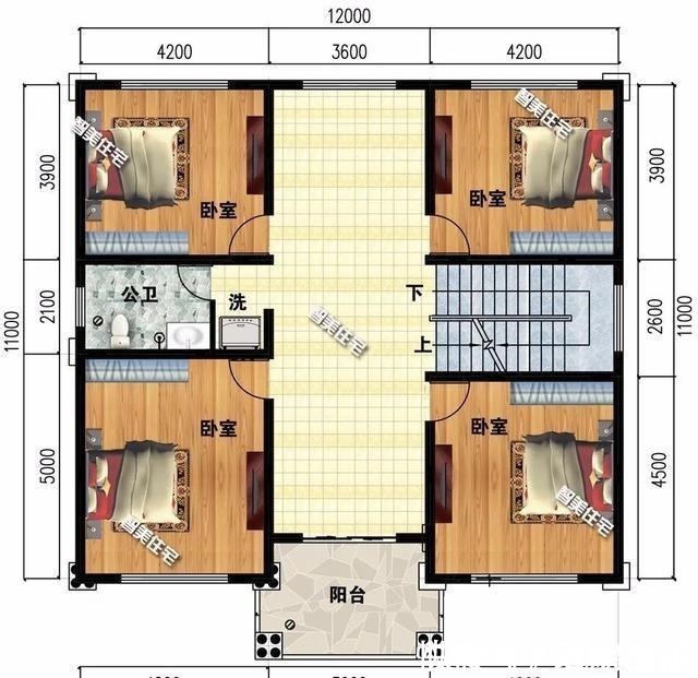外墙面|4栋12×11米农村别墅,前三栋客厅挑空设计,两层也够大气!