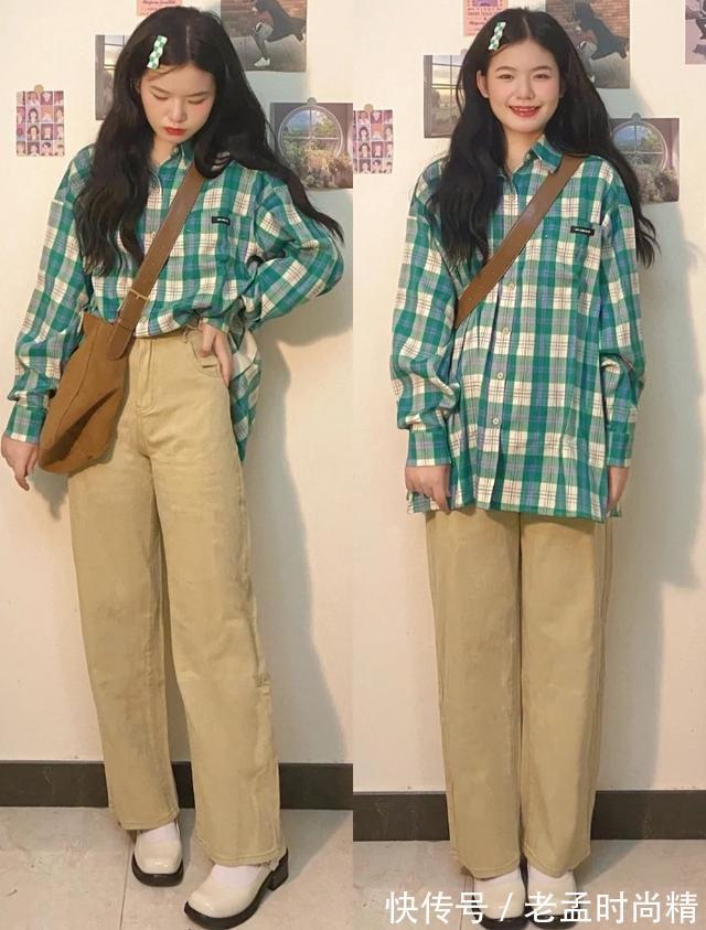 格子衬衫|秋季怎么穿更出众?韩系复古风穿搭好看又温柔