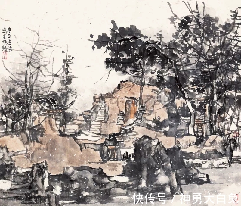 山水画$辛丑写生|甘肃画院李伟水墨山水画