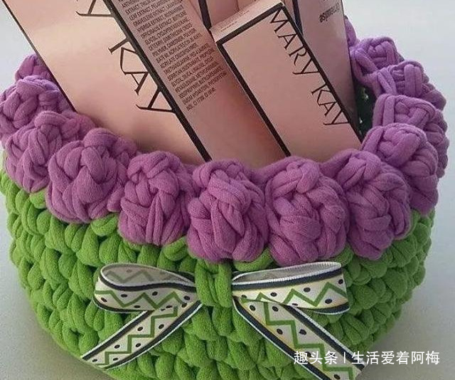 布条这样钩织,快速变收纳筐,放家里不好用吗DIY编织附教程