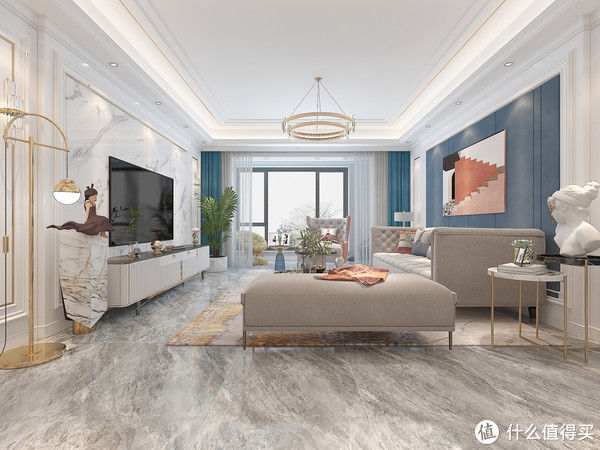 轻奢风|162㎡美式轻奢风装修设计，温馨感十足，还很前卫，客厅感觉很惊艳
