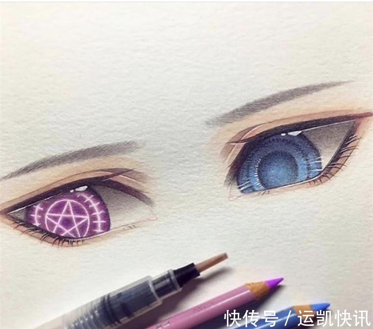 眼妆&画师展示出画人物眼睛的专业画笔,这下可以给自己画不好找理由了