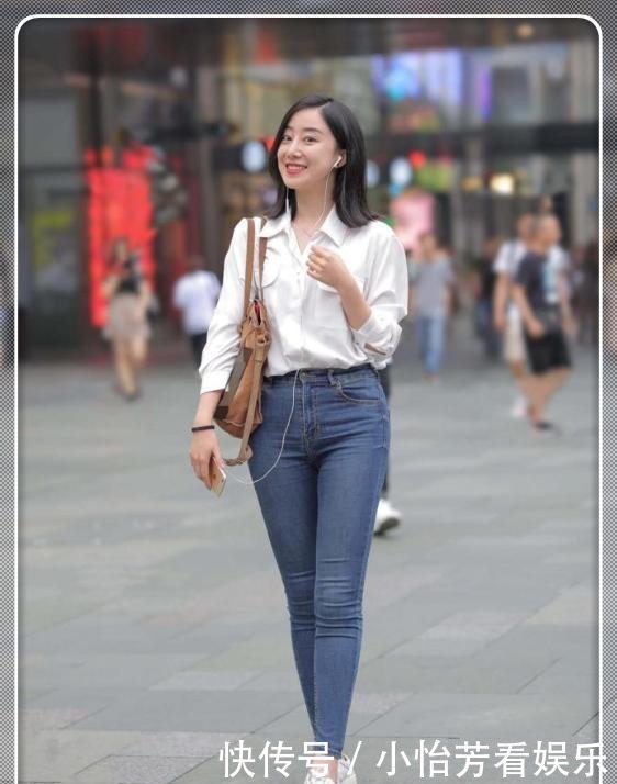 时髦|衬衣配牛仔裤,美女穿出时髦,休闲风