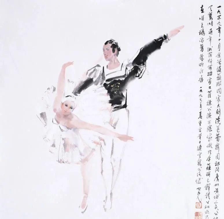 先生#杨之光先生是用笔墨直接写出的人物画,更加追求朦胧的动态美