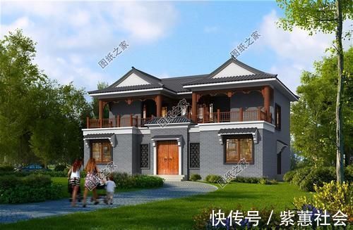 占地|农村二层四合院别墅效果图，带超大院子，在家建一栋养老足矣