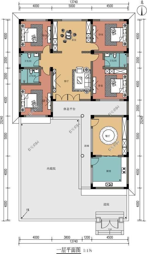 占地面积|房屋开间15米,进深25米左右,希望有院子、柴火厨房和杂物房,该怎么设计好?