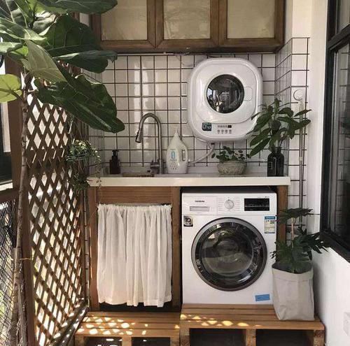 洗衣池|在阳台安装洗衣机聪明人都会装这种东西,太实用了,后悔我家没装