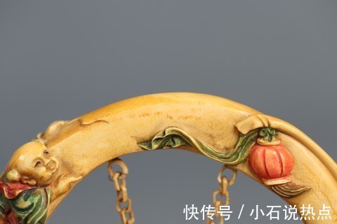 童子$老牙彩绘童子摆件,牙料细腻