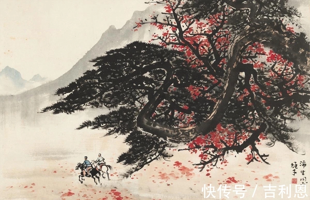 白云生!霜叶红于二月花|黎雄才秋景山水画,美不胜收,美轮美奂!