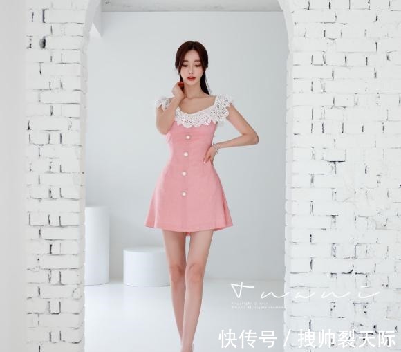 孙允珠|女神高清时尚搭配彩虹花裳刺绣漫叶小精灵衣裙!