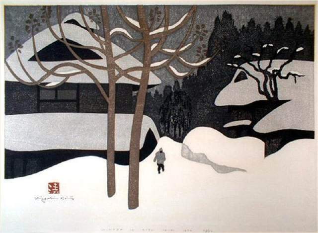 版画！日本近代版画大师斋藤清冬日雪景系列版画作品