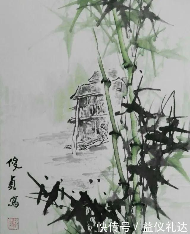 竹子@国画中竹显气节,其画法并不局限于水墨,彩墨竹子别有韵味