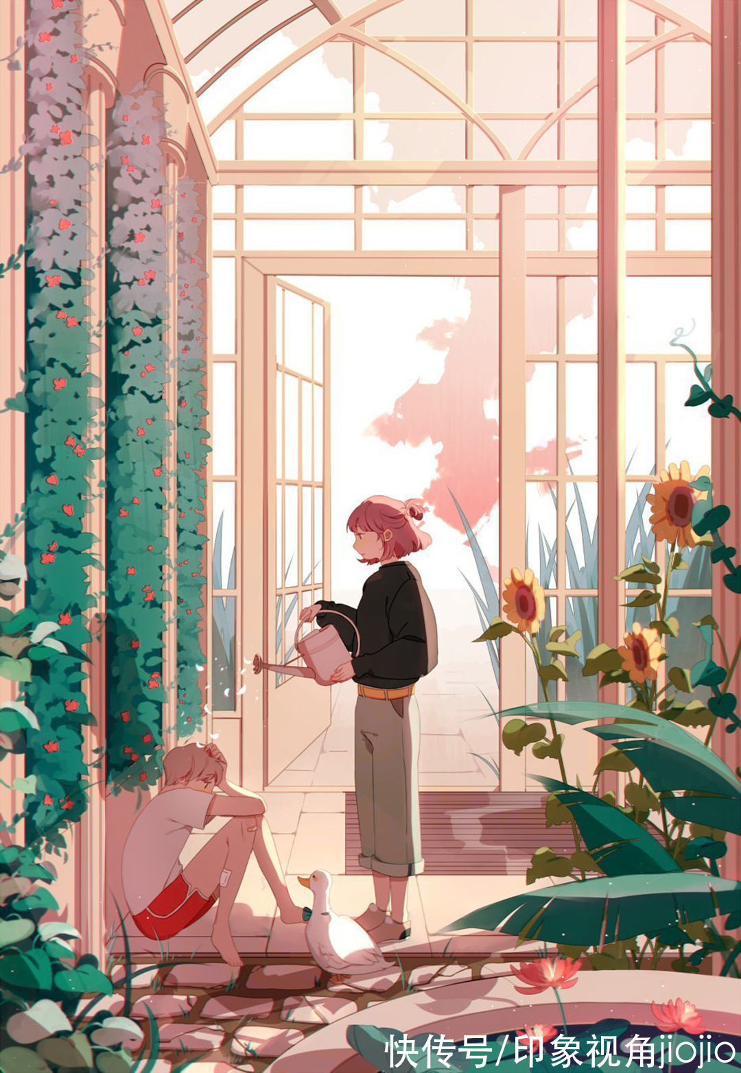 插画@治愈系人物插画作品,色彩中有着独特的朦胧美