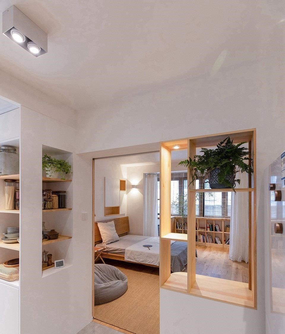 主卧门|45㎡小户型学区房,爆改后“小中见大”,整个家被一眼望穿