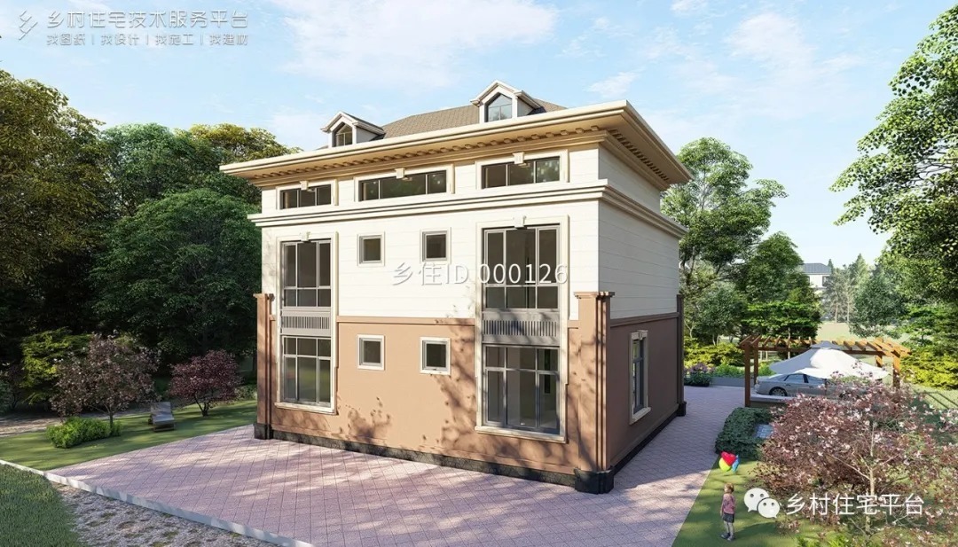 造价|乡住土建造价参考78.6万,面宽12.5m×进深13.7m 二层欧式风格别墅