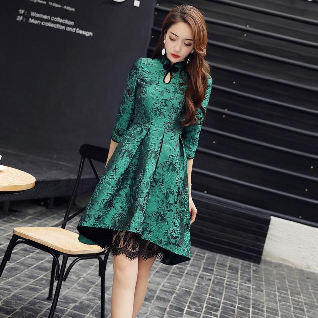 蕾丝 女人无法抵制旗袍的魅力,改良版连衣裙让你穿出端庄优雅女人味