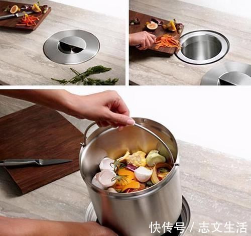 柜门|厨房台面开个孔,食材废料轻松倒入,不开柜门方便卫生,太赞了!