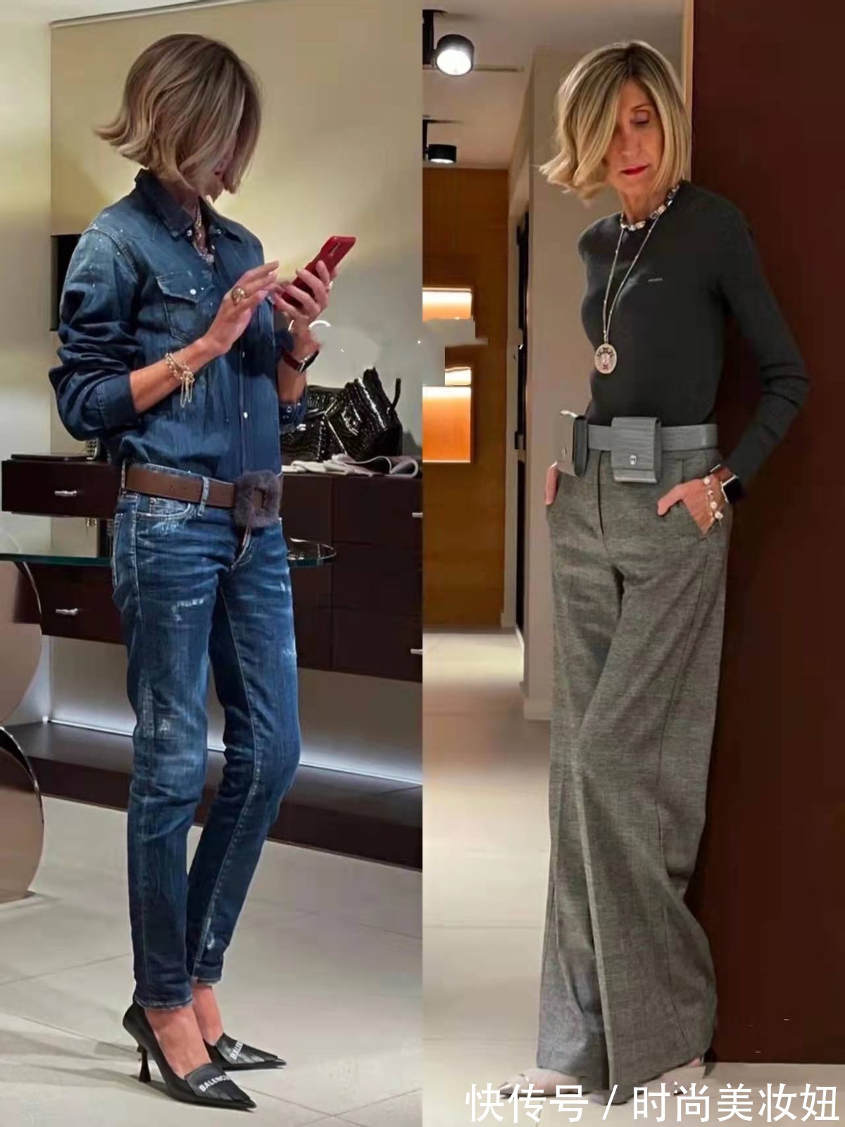 高跟鞋 这位50岁姐姐靠穿搭火了,基础款穿出高级范,是大龄女性的典范