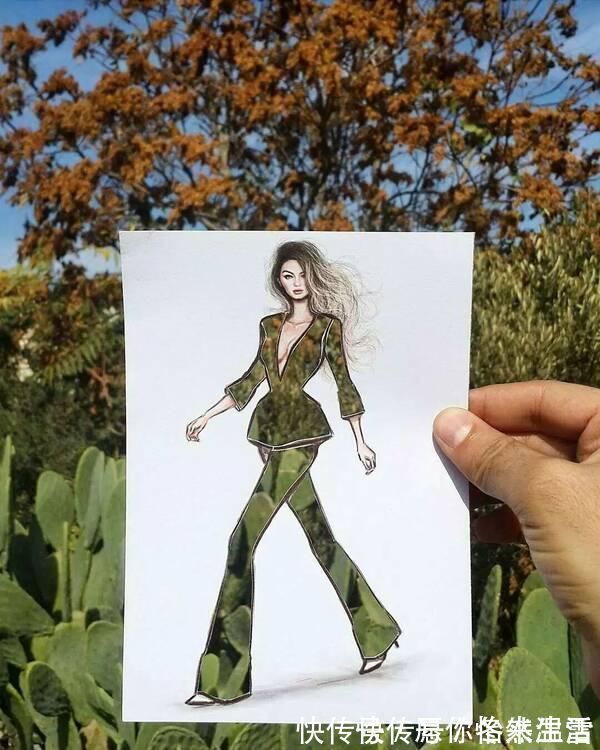 惊艳&这才是灵魂插画师!手绘图只画一半也惊艳,这衣服效果比高定还美
