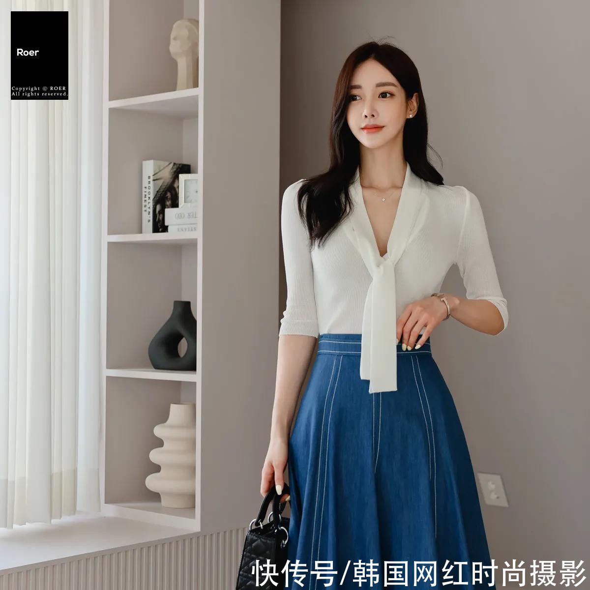 纱裙|女神孙允珠高清时尚搭配(251)新奥尔良都市牛仔斜衩柔纱裙