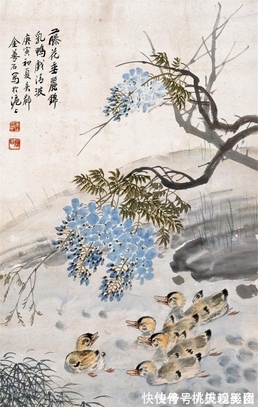 寓意|通俗明快，充满吉祥寓意，海派画家金梦石花鸟画欣赏