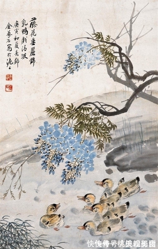 寓意|通俗明快,充满吉祥寓意,海派画家金梦石花鸟画欣赏