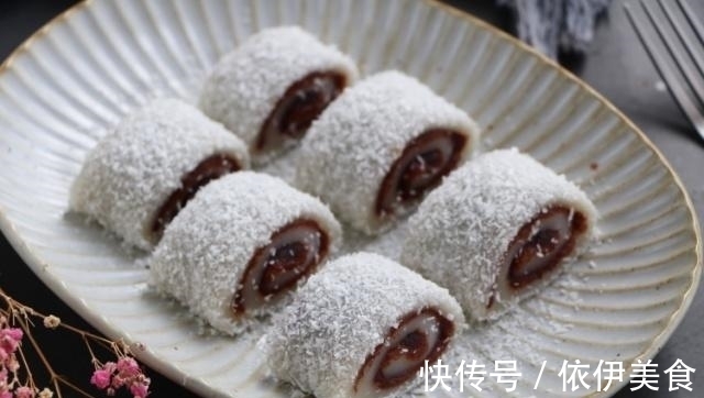 保鲜膜|糯米小甜点,2分钟学会蒸一蒸卷一卷,小白也可一展身手
