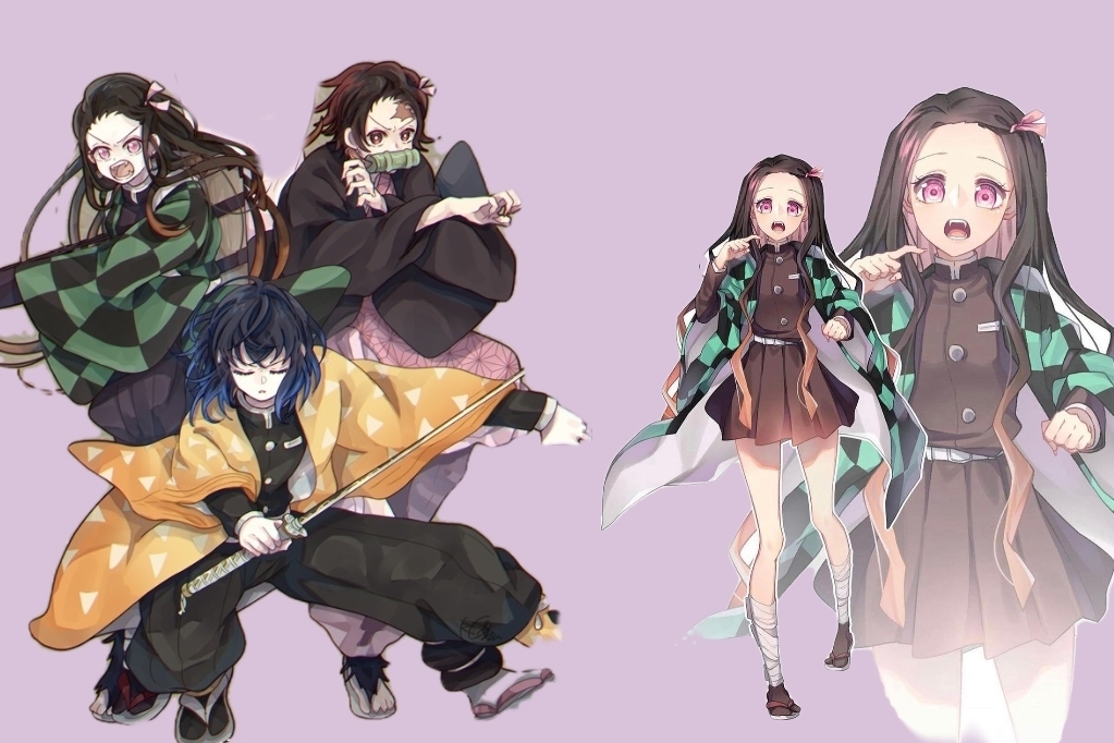 我妻善逸|主角四人组互换衣服,祢豆子新形象太飒,建议伊之助女装半永久