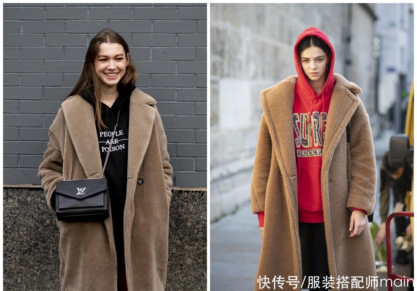 “大衣+连帽卫衣”才是今冬的王炸组合，高级又时髦，谁穿谁好看